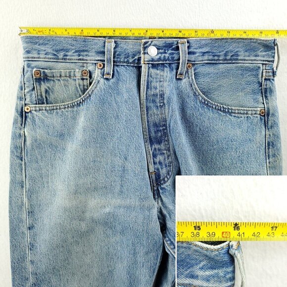 Levi's 501 Button Fly Jeans Vintage 90s USA Heavily Worn Grunge Denim 32x32 - Picture 7 of 12